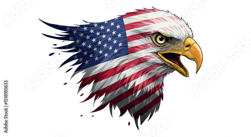 Patriotic eagle with american flag design for independence day celebration