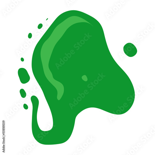 Green solid color vector simple liqid stain abstract art expression vector