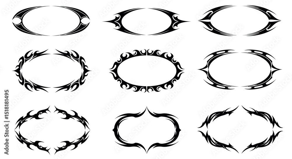 Fototapeta premium Ornamental tribal circle frames for tattoo and design decoration
