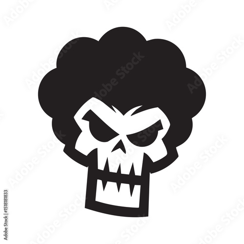 Unique skull design with afro hairstyle for creative projects