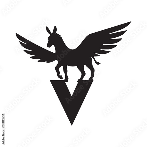 Winged creature with hooves and feathers for unique branding