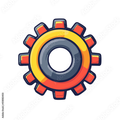 Colorful cartoon settings icon representing adjustments and configurations in a simple flat design