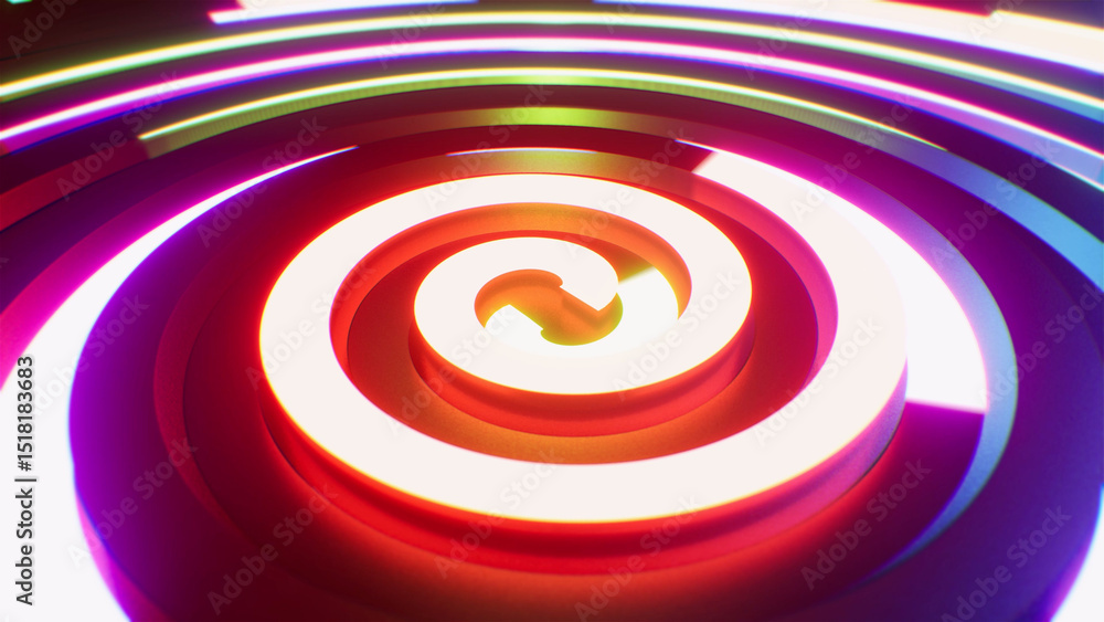 Fototapeta premium Rotating Background of Glowing Spiral Colorful Light Lamps