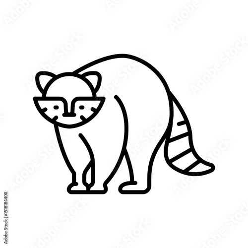 raccoon black line icon for digital and print projects. North american animals.