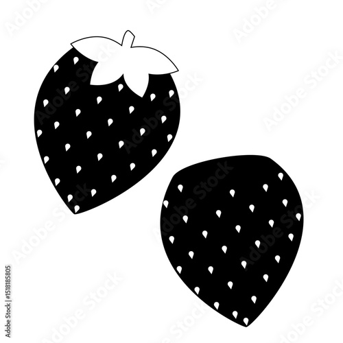 フルーツ　イチゴのシンプルアイコン　モノクロ〜Fruit strawberry simple icon monochrome〜