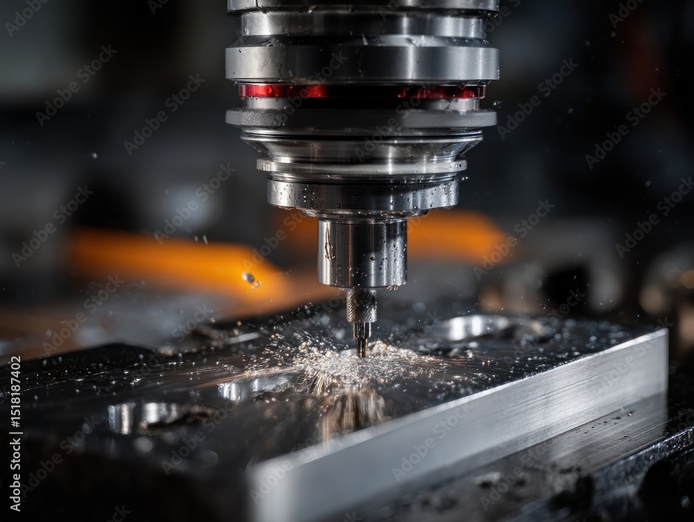 Cnc milling machine working on metal plate Cnc milling machine working on metal plate