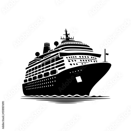 Silhouette of a  cruise ship