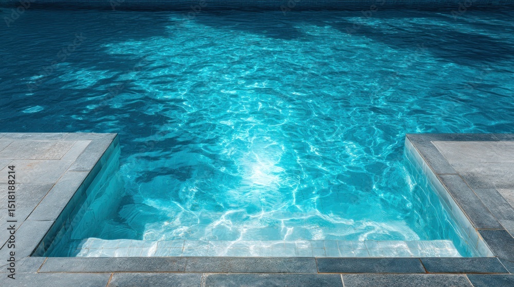 Fototapeta premium Swimming pool steps in bright blue water