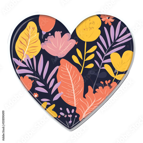 Carttoon heart icon pattern leaves leaf vector