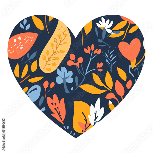 Carttoon heart icon pattern nature-inspired illustration vector