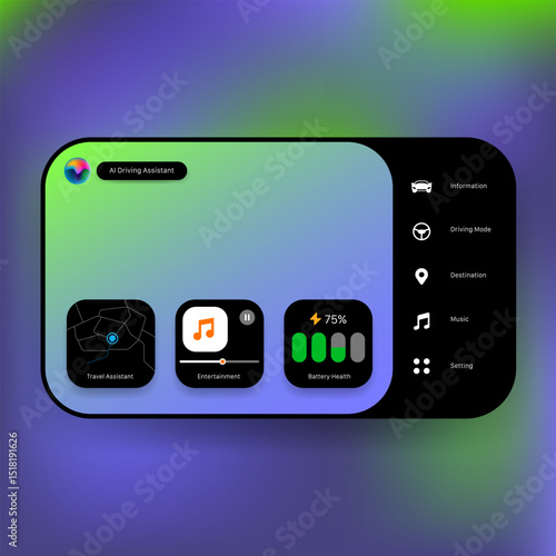 Smart Car Head Unit Dashboard UI with AI Driving Assistant