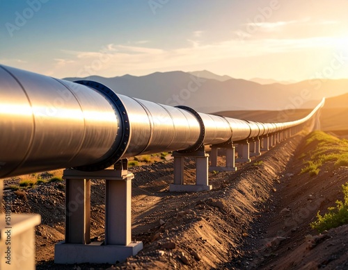pipeline transporting fossil fuels across a barren landscape