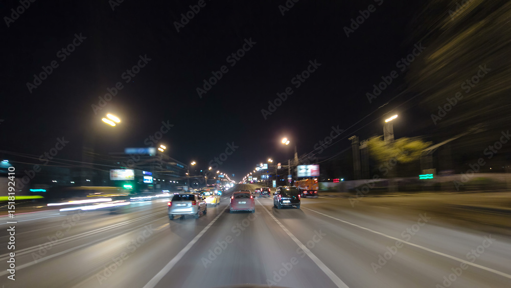 Drive through Traffic of cars in Moscow city streets, timelapse hyperlapse Russia Drive through Traffic of cars in Moscow city streets, timelapse hyperlapse Russia