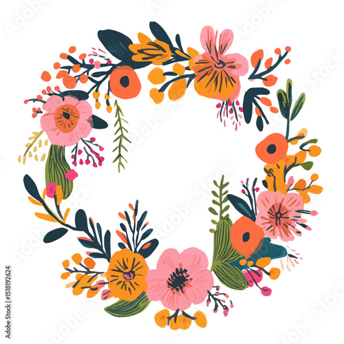 Maxican folk art flower illustration arrangement embroidery vector