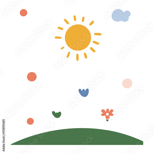 Sunny illustration colorful nature vector
