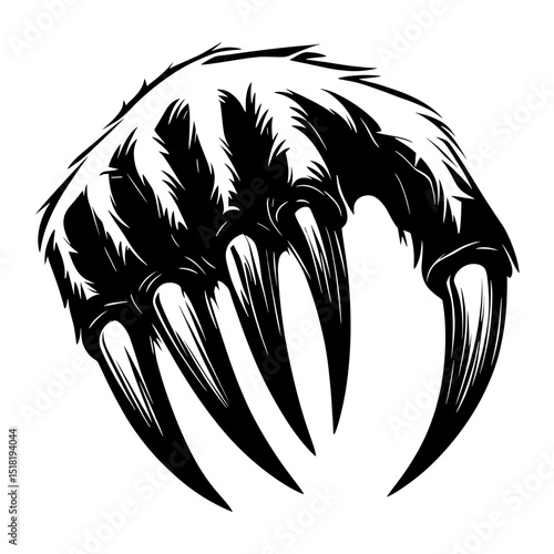 Bear claw with sharp nails animal black white vector