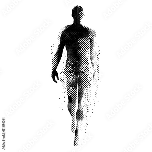 A simple full body human silhouette pixelated art vector