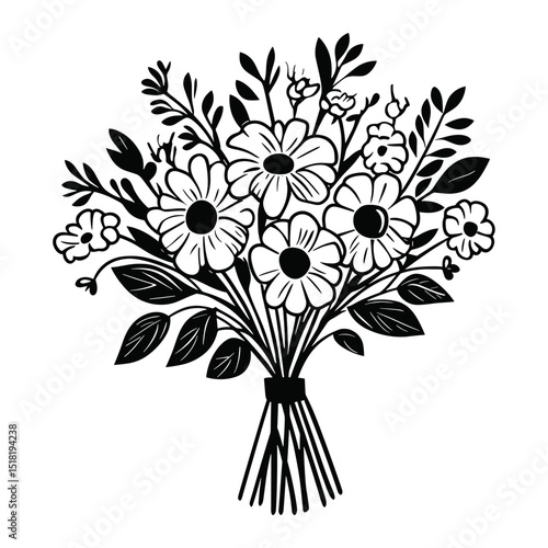 Art illustration flowers bouquet vector