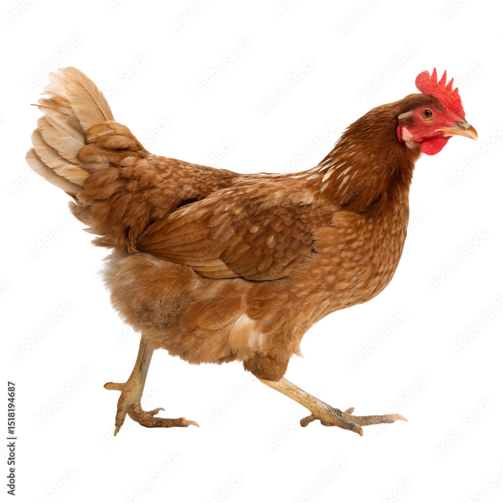 Fototapeta premium A realistic brown hen isolated on transparent background