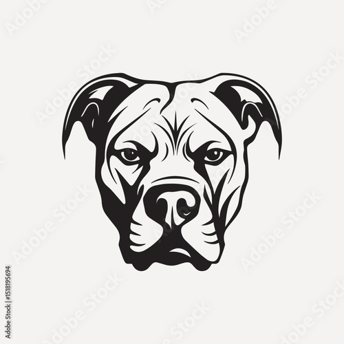 Pitbull flat old school illustration vector.