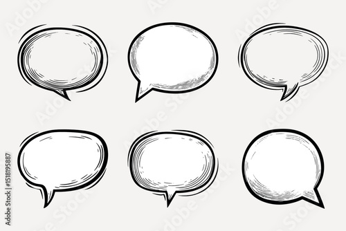 Doodle speech bubble illustration set vector