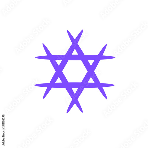Blue Star of David symbol on white background religious illustration