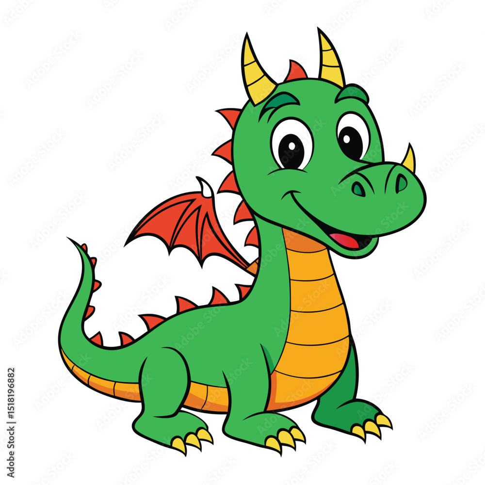 Fototapeta premium Cute Adult Dragon Cartoon Vector Icon Illustration Animal