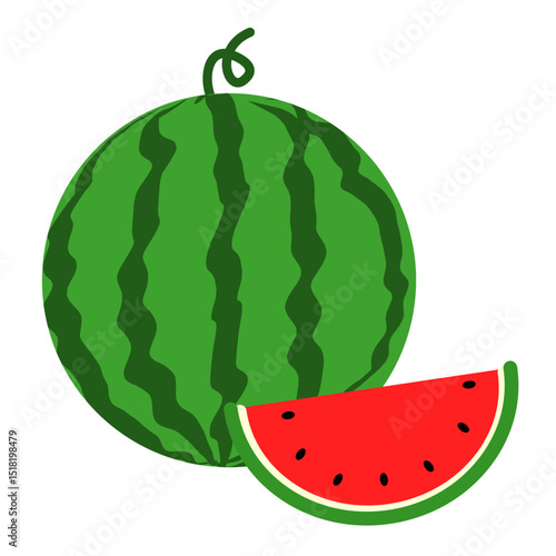 フルーツ　スイカのシンプルアイコン　カラー〜Fruit watermelon simple icon color〜