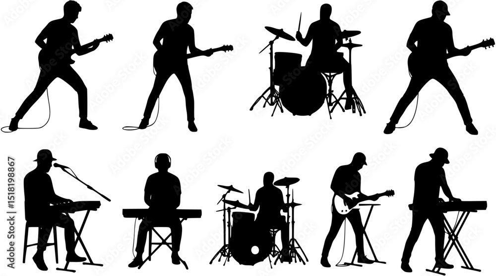 Obraz premium Musicians vector silhouettes 