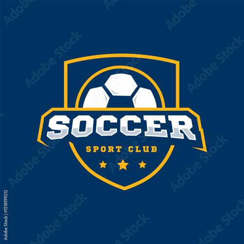 Ball in shield logo design for soccer