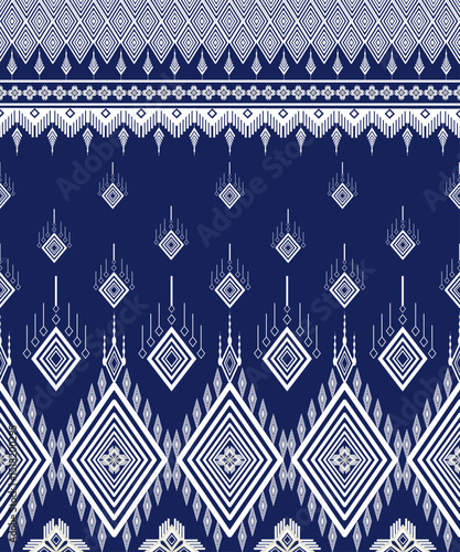 Geometric Ethnic pattern,Native American tribal fabric, tile, carpet, vector, illustration design, on navy blue background 
seamless knitted pattern