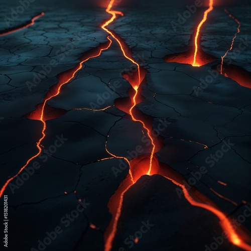 Lava Flow in Cracked Earth � Extreme Heat and Volcanic Activity