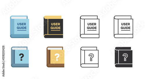 Collection of colorful user guide books with repair tools isolated on white background