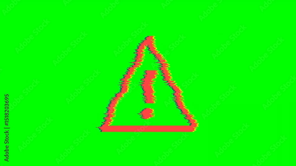 Warning Triangle Animation Triangle warning sign exclamation mark glitch animation on green screen ...