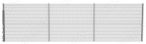Wallpaper Mural Modular Panel Fencing System: This image displays a series of interconnected, rigid wire mesh fence panels with sturdy posts, forming a contemporary barrier. Torontodigital.ca