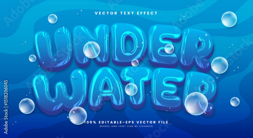 Under Water 3d editable Text Effect Template Suitable for wave background
