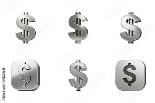 Silver Dollar Signs Reflecting Economic Strength and Stability on a Clean Black Backdrop with