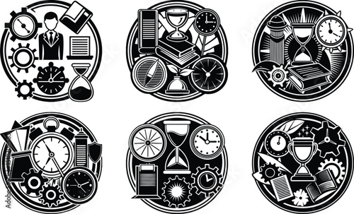 Time Management and Productivity Vector Illustration
