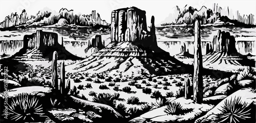 Monument Valley Black and White Landscape Print