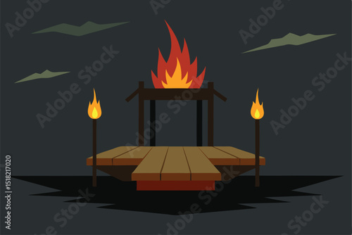 illustration of a burning candle on a table