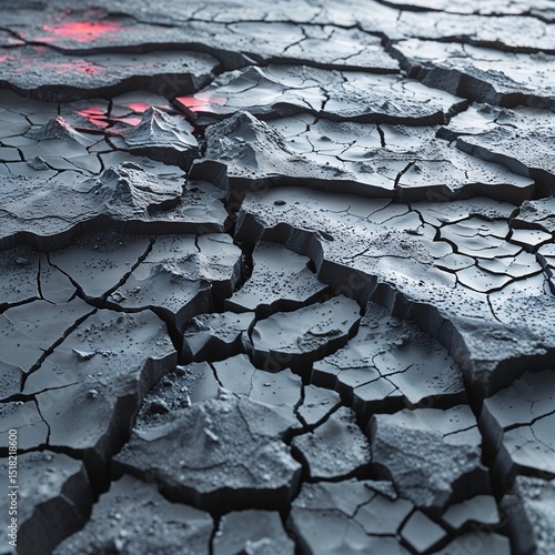 Dark Cracked Earth Texture Background, dry cracked black surface