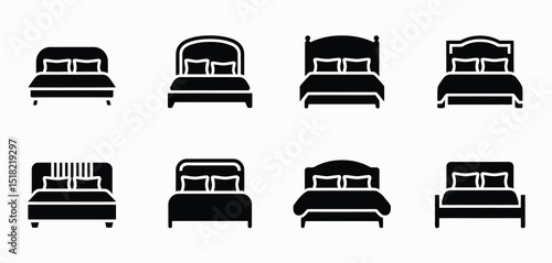 Eight Different Styles of Double Bed Icons