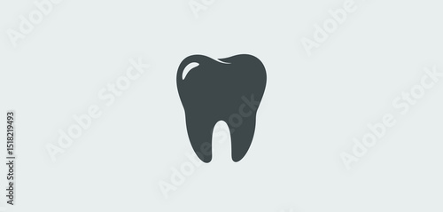 Simple Dark Gray Tooth Icon on Light Gray Background