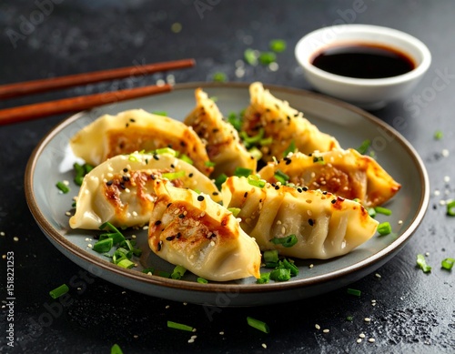 vegan gyoza dumplings from Korea, AI generated
