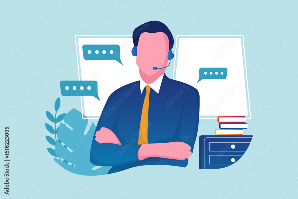 Customer Service Support Agent Illustration Customer Service Support Agent Illustration