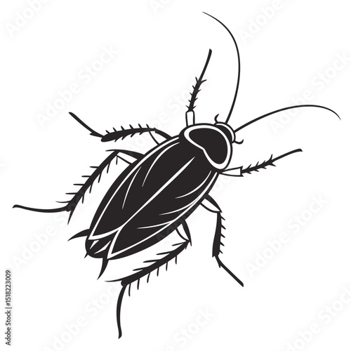 Simple Black and White Illustration of a Cockroach
