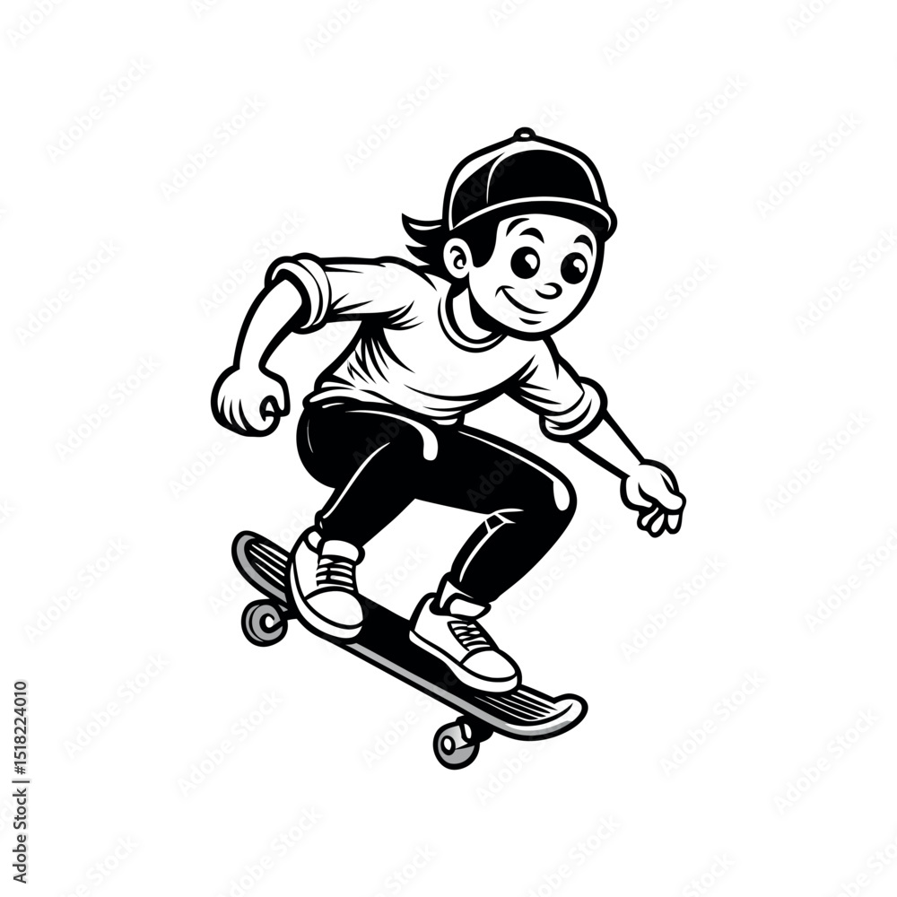 Fototapeta premium Fancy Skater Boy Vector Urban Street Style Skateboarding Clipart, illustration Design