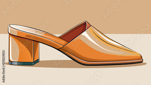 Tan leather mules with square toe and block heel, presented on a seamless white background, showing slip-on ease, modern simplicity, and comfortable elegance for casual and dressy settings.