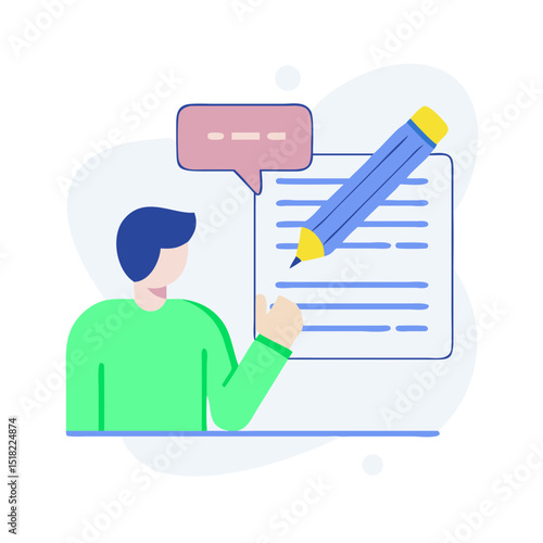 Vector business man icon with chart arrow speech bubble design concept