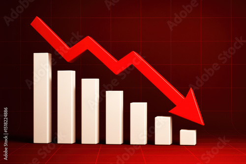 A descending trend in the chart highlights declining performance and shrinking revenue illustrating financial challenges in business